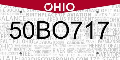 50BO717 Ohio License Plate