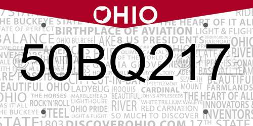 50BQ217 Ohio License Plate