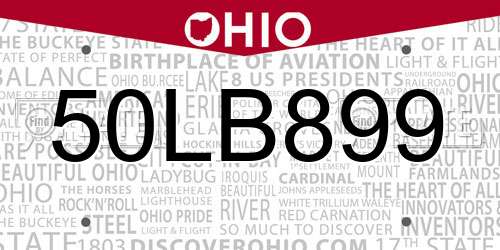50LB899 Ohio License Plate