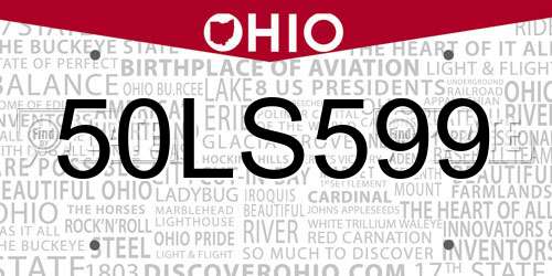 50LS599 Ohio License Plate