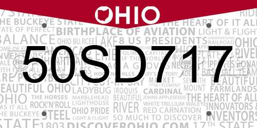 50SD717 Ohio License Plate