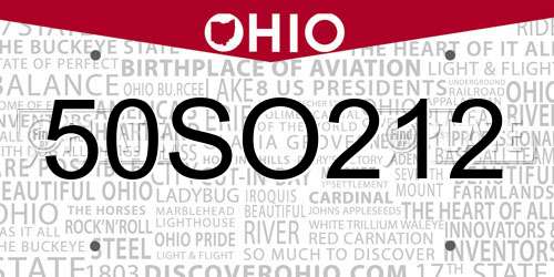 50SO212 Ohio License Plate