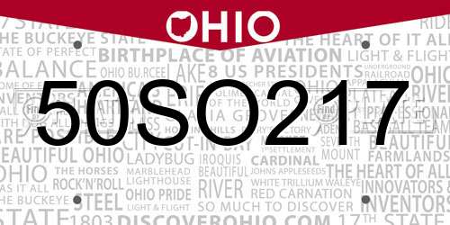 50SO217 Ohio License Plate