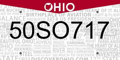 50SO717 Ohio License Plate