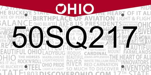50SQ217 Ohio License Plate