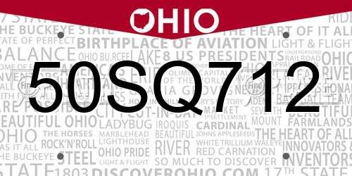 50SQ712 Ohio License Plate