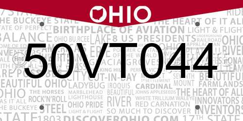 50VT044 Ohio License Plate
