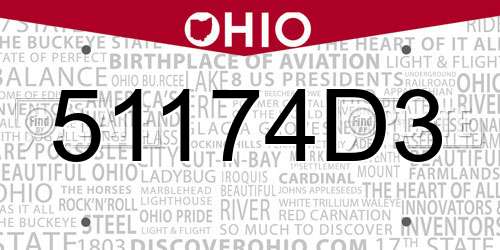 51174D3 Ohio License Plate