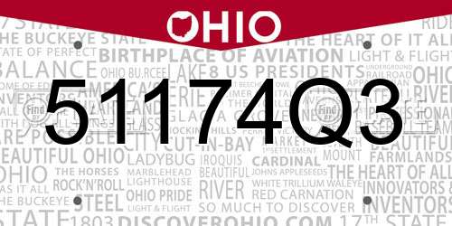 51174Q3 Ohio License Plate