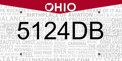 5124DB Ohio License Plate