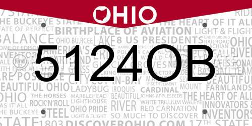 5124OB Ohio License Plate
