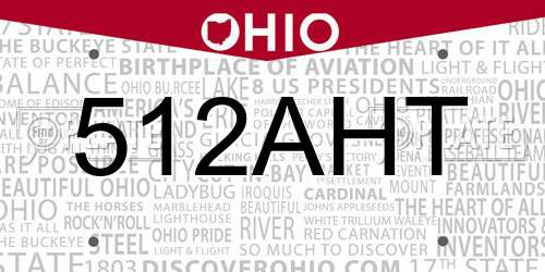 512AHT Ohio License Plate
