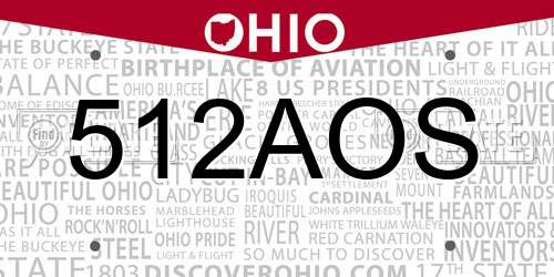 512AOS Ohio License Plate