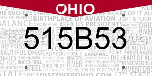 515B53 Ohio License Plate
