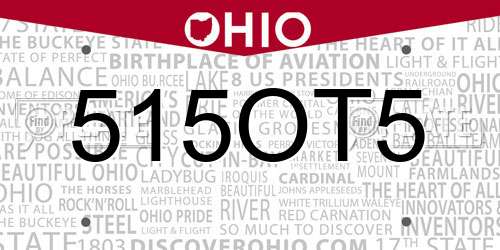 515OT5 Ohio License Plate