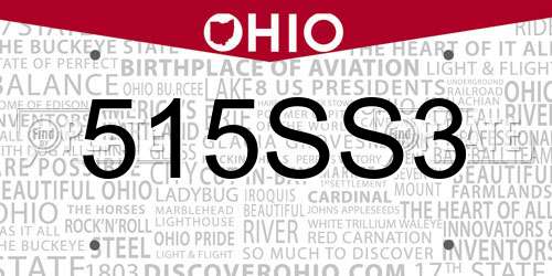 515SS3 Ohio License Plate
