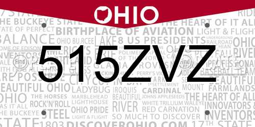 515ZVZ Ohio License Plate