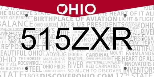 515ZXR Ohio License Plate