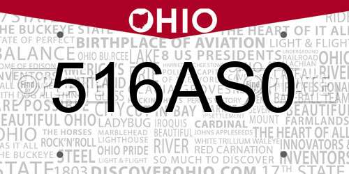 516AS0 Ohio License Plate