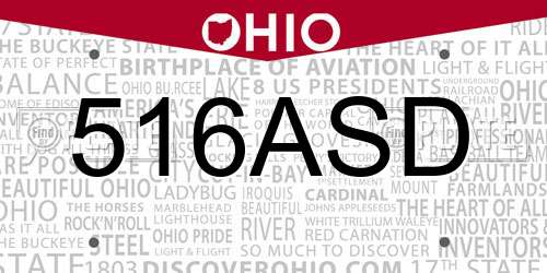 516ASD Ohio License Plate