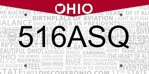 516ASQ Ohio License Plate