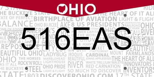 516EAS Ohio License Plate