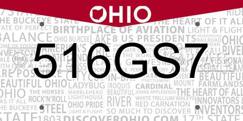 516GS7 Ohio License Plate