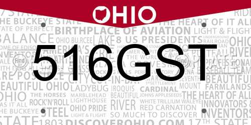 516GST Ohio License Plate