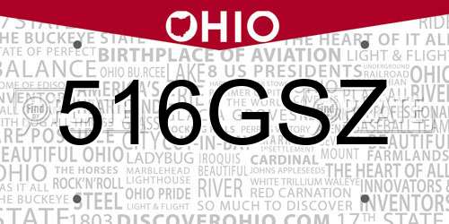 516GSZ Ohio License Plate