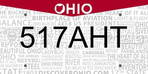 517AHT Ohio License Plate