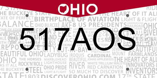 517AOS Ohio License Plate