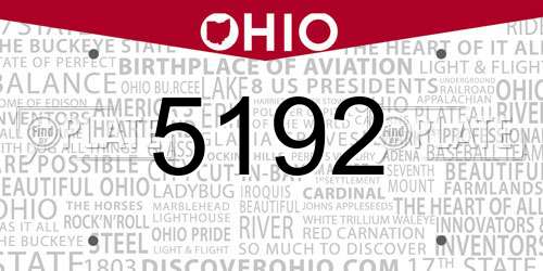5192 Ohio License Plate