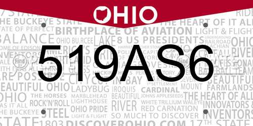 519AS6 Ohio License Plate