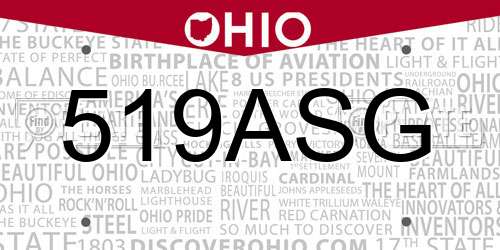 519ASG Ohio License Plate