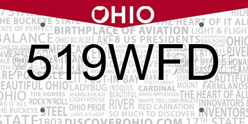 519WFD Ohio License Plate