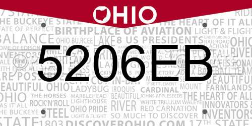 5206EB Ohio License Plate