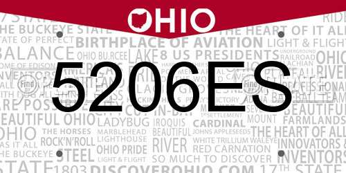 5206ES Ohio License Plate
