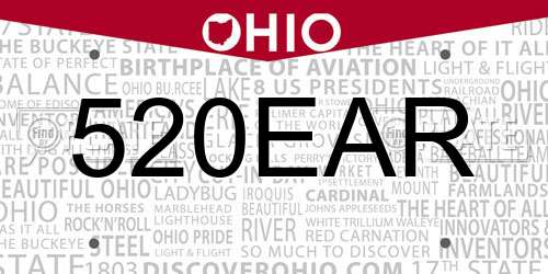 520EAR Ohio License Plate