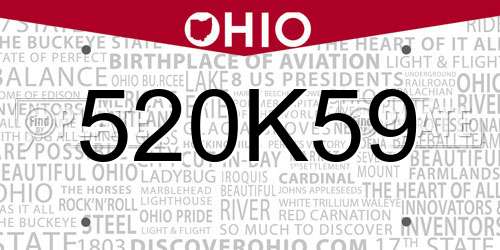 520K59 Ohio License Plate