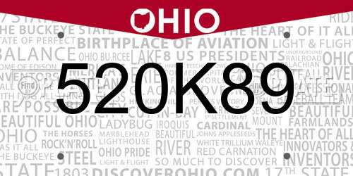 520K89 Ohio License Plate