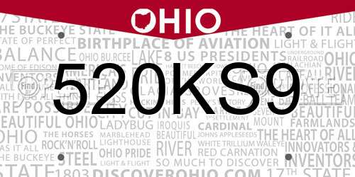 520KS9 Ohio License Plate