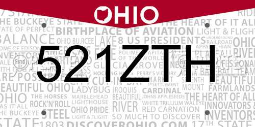 521ZTH Ohio License Plate