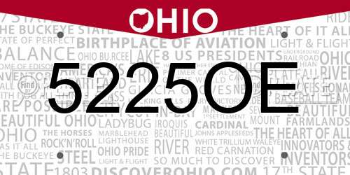 5225OE Ohio License Plate