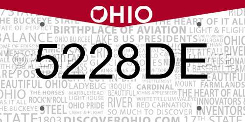 5228DE Ohio License Plate