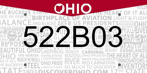 522B03 Ohio License Plate