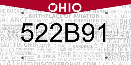 522B91 Ohio License Plate