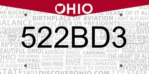 522BD3 Ohio License Plate