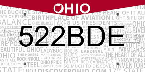 522BDE Ohio License Plate