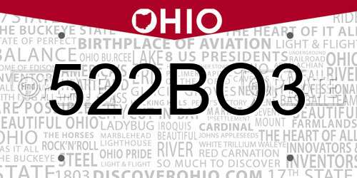 522BO3 Ohio License Plate