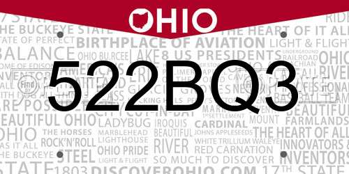 522BQ3 Ohio License Plate